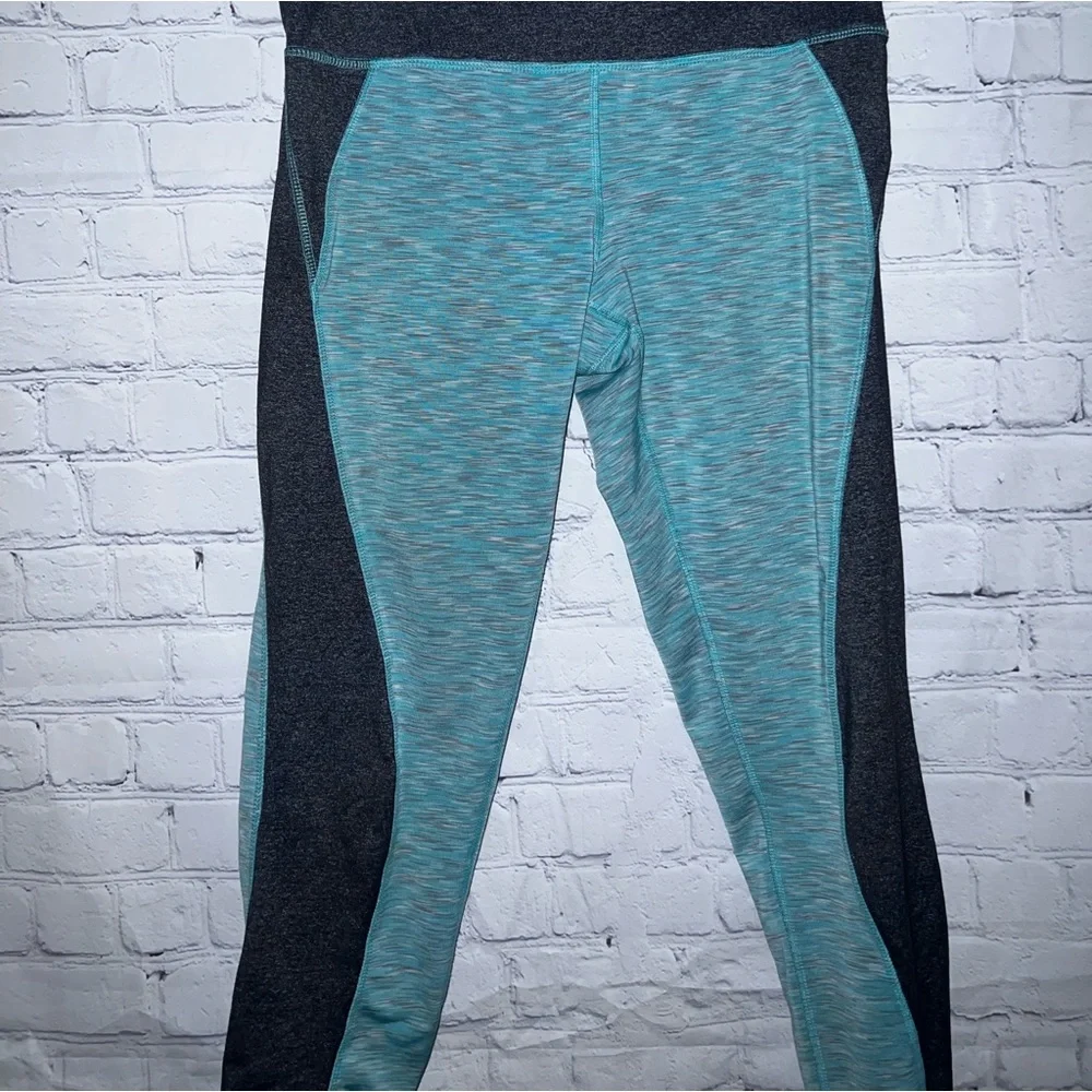 90 Degree By Reflex Teal and Gray Leggings - Picture 3 of 5